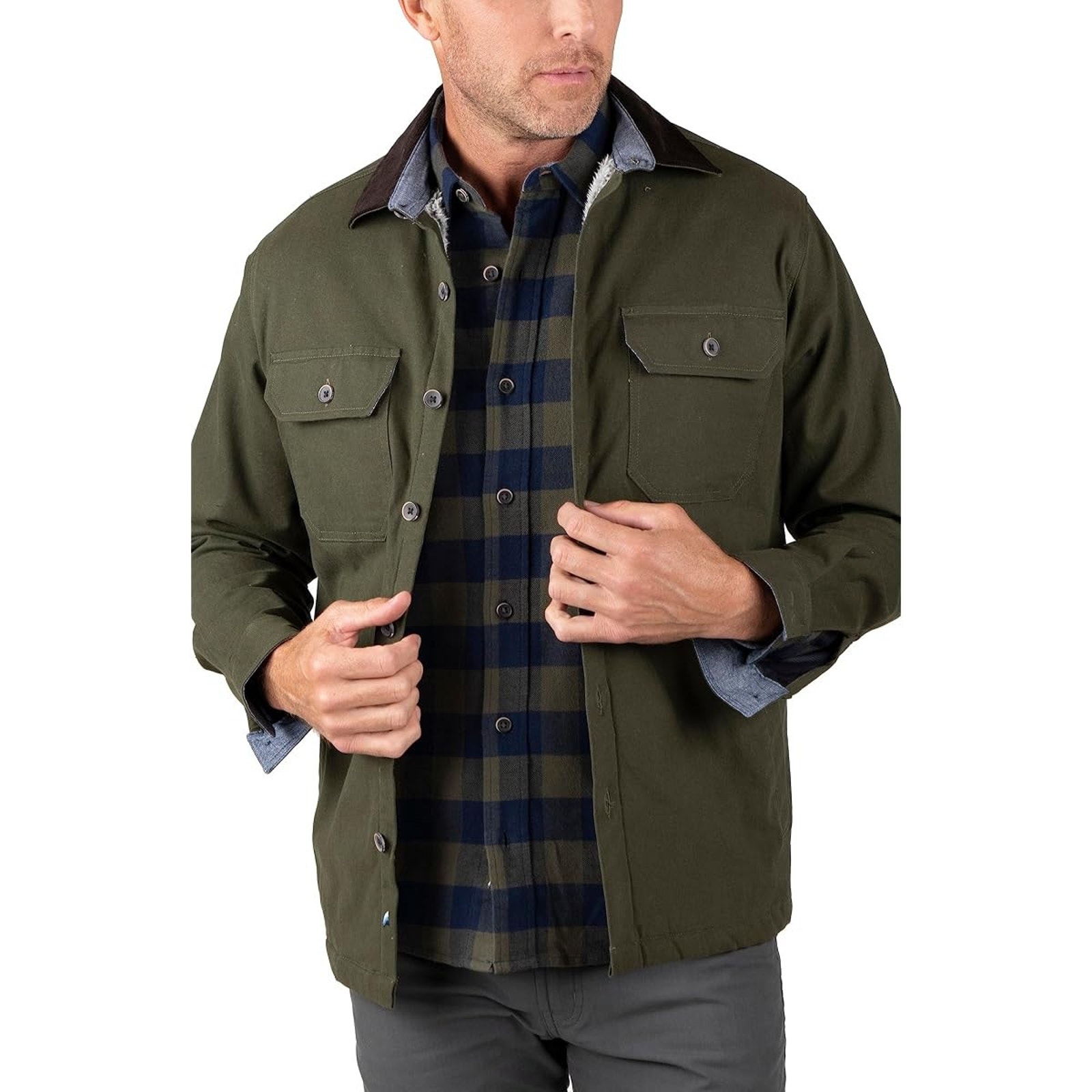 Tailor Vintage Mens Stretch Canvas Barn Jacket Sherpa Lined Green Size Small